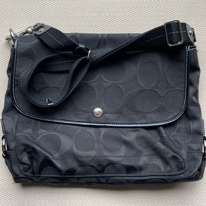 Coach Black Signature Canvas Crossbody Messenger Bag